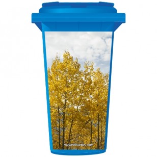 Trees In A Forest With Golden Leaves Wheelie Bin Sticker Panel